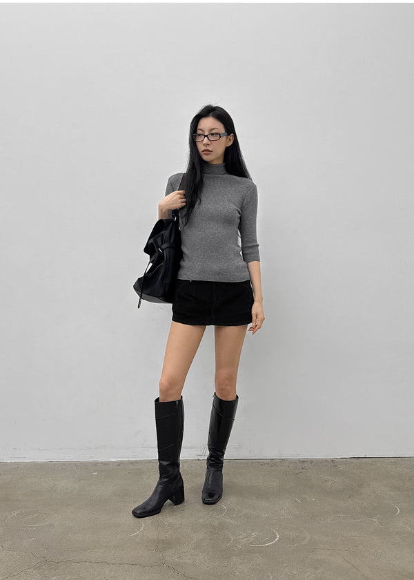 Pounon 3/4 length high neck knit