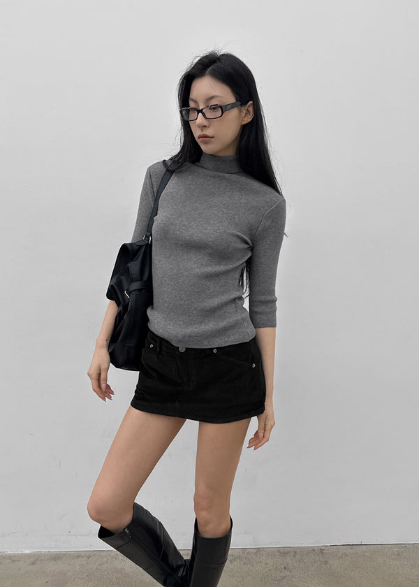 Pounon 3/4 length high neck knit