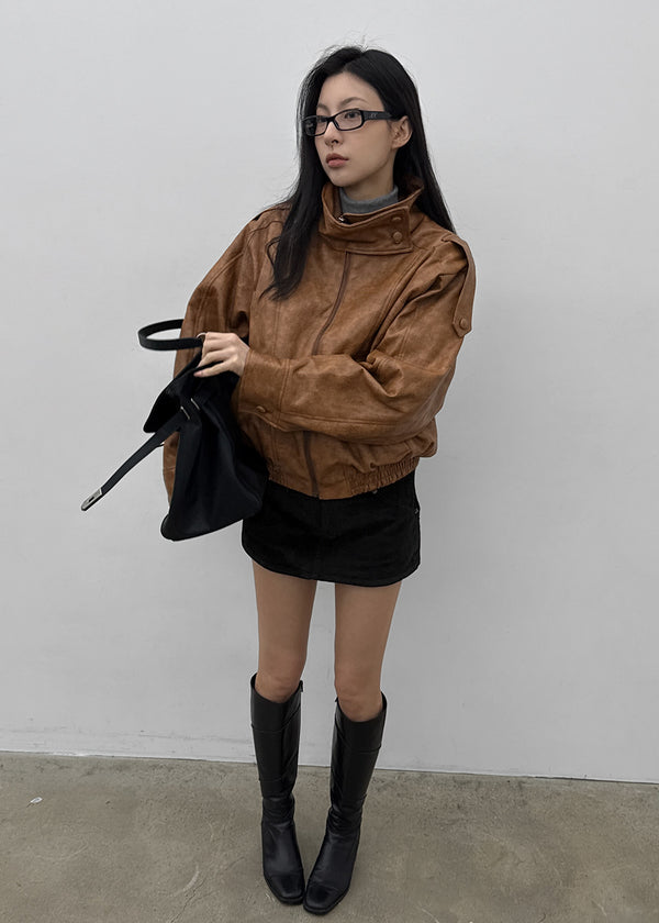 Pounon 3/4 length high neck knit