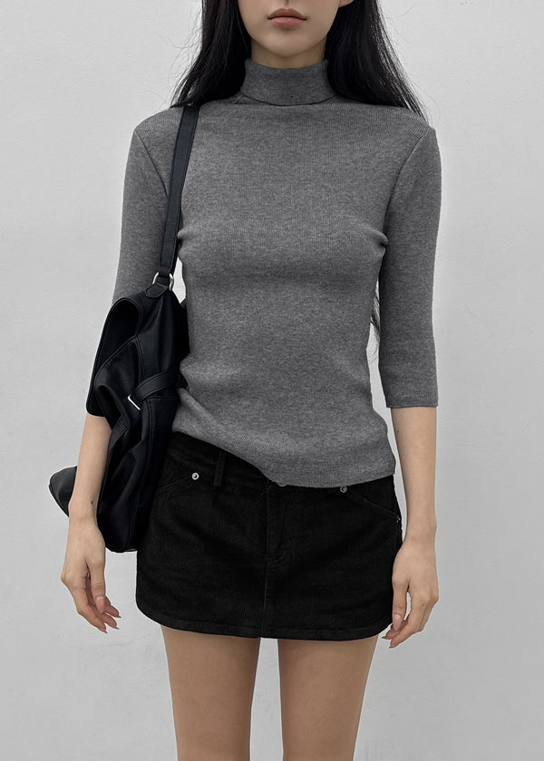 Pounon 3/4 length high neck knit