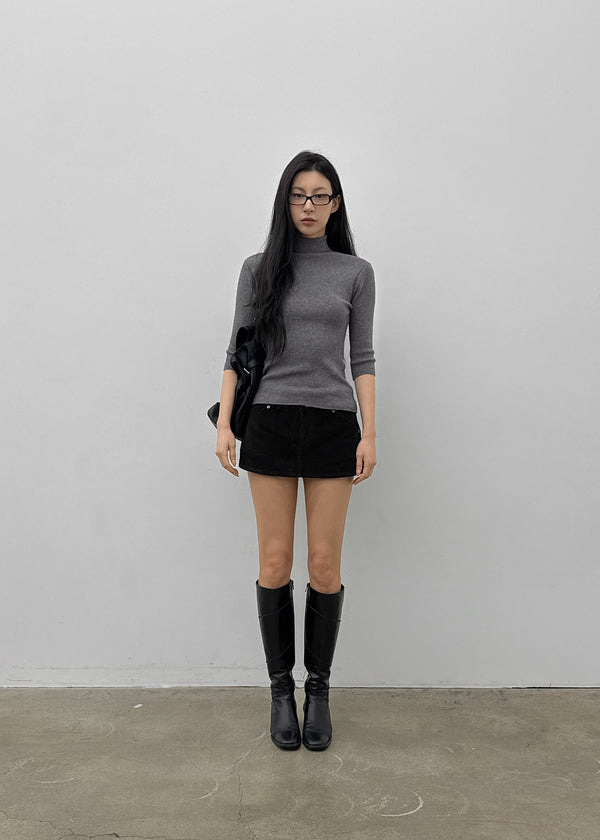Pounon 3/4 length high neck knit