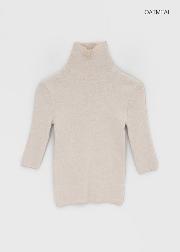 Pounon 3/4 length high neck knit