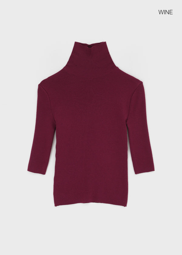 Pounon 3/4 length high neck knit