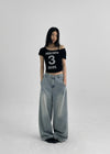 [MADE] Nebre Back Banding Wide Denim Pants