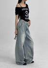 [MADE] Nebre Back Banding Wide Denim Pants