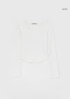 [B-BASIC] Camiseta de manga larga U-Neck de algodón modal básico (2 TAMAÑOS)