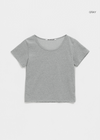 [B-BASIC] Camiseta corta de manga corta con cuello en U lavable 2TAMAÑO