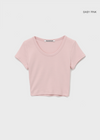 [B-BASIC] Áo thun ngắn tay cắt crop cổ U tiêu chuẩn (2SIZE)
