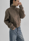 E-Twin High Neck Suede Zip-Up Jumper (2 oz)