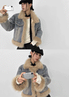 Shate Fur Collar Quilted Denim Jacket (2 Oz)