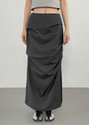 Lasuring Shirred Slit Long Skirt