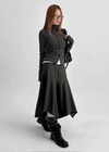 Helby Unbalanced Wool Skirt (30% Wool)
