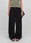 Ponhi Button Wide Cotton Pants