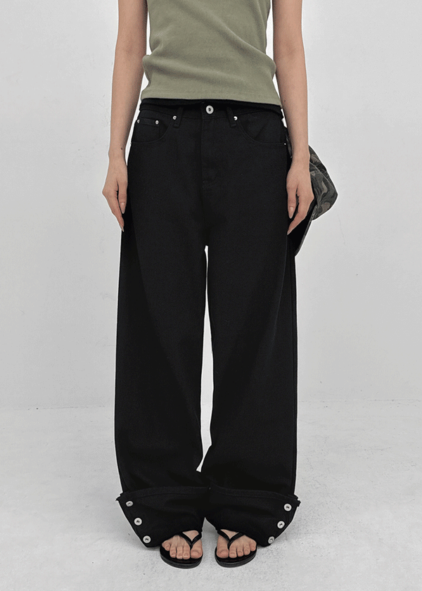 Ponhi Button Wide Cotton Pants