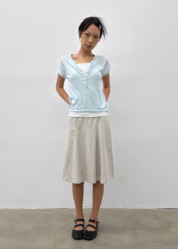 Yantise Cotton Banding Midi Skirt