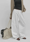 Parlen Slim-waisted Wide Cotton Pants