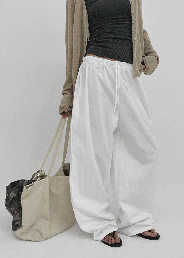 Parlen Slim-waisted Wide Cotton Pants