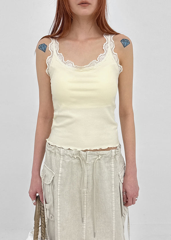 Telson Lace Crop Sleeveless (Built-in Cap)