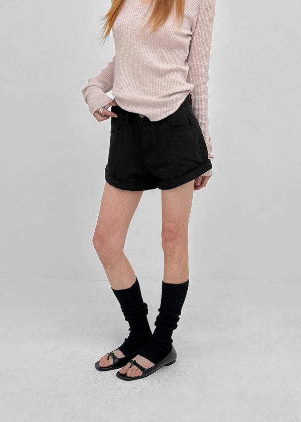 Nicket Roll-up Cotton Shorts (Belt Set)