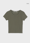 [B-BASIC] Camiseta de manga corta de canalé en forma de U 2 Tamaño