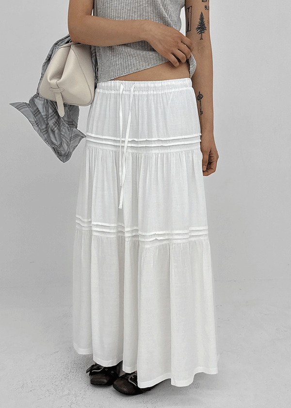 Cool Tee Summer Chiffon Tiered Long Skirt