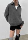 Keroro Angora Open Collar Knit (40% Wool)