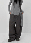 (UNISEX) Roll bendable fleece string pants
