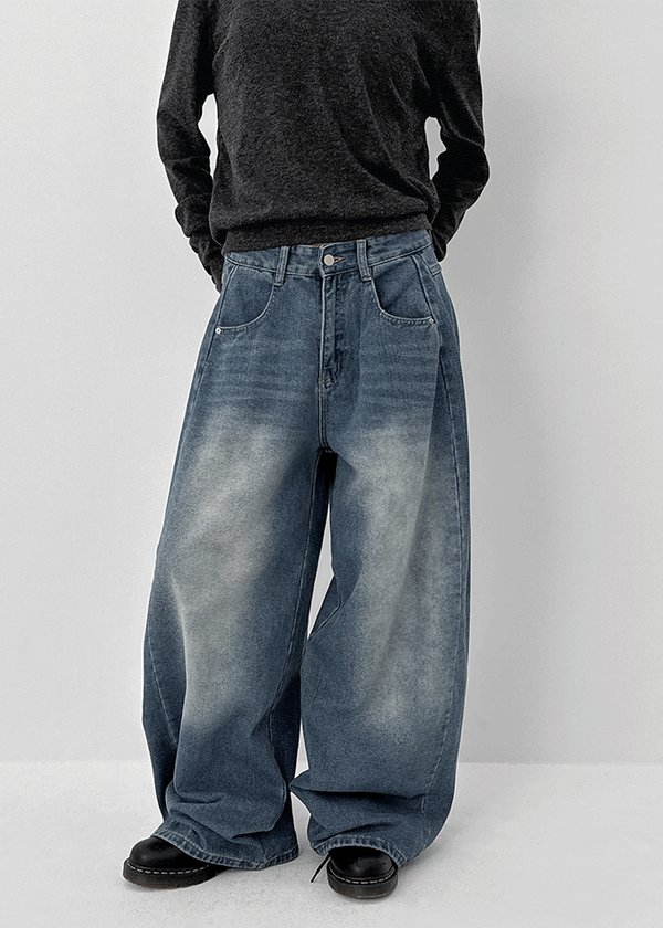 Currenty Washed Cut Fleece Denim Pants