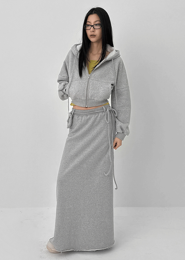 Relburn Boa Fleece Crop Hooded Zip-up