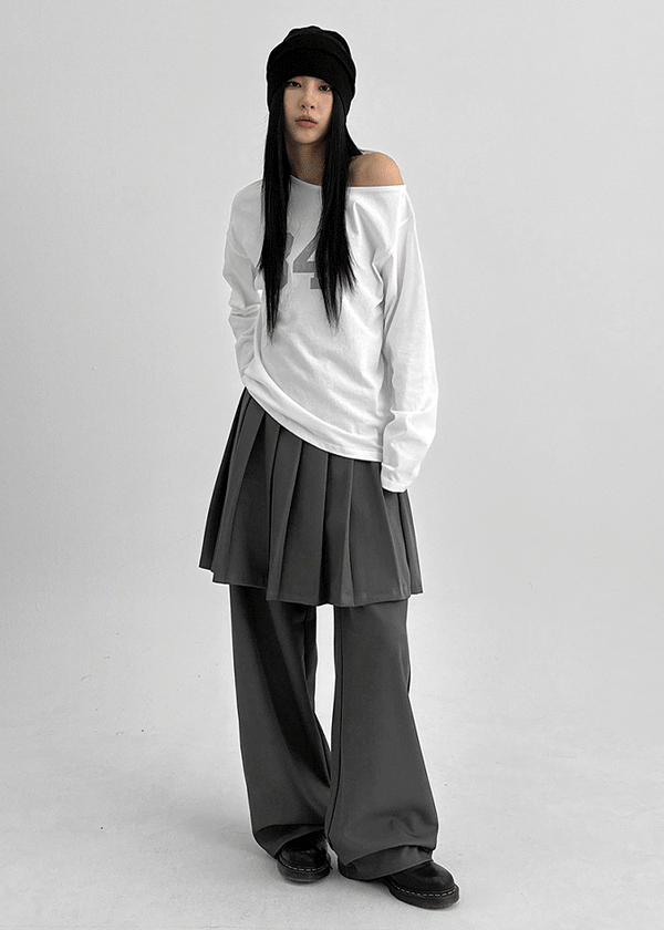 Eta One-shoulder Numbering Long-sleeved T-shirt