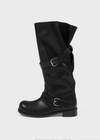 Herun Slouchy Buckle Leather Long Boots