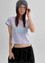 Pulse Print Semi-crop Short Sleeve T-shirt