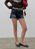 Lens low-waist distressed denim shorts