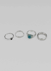 Biya 4-piece silver ring set