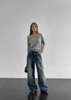 Marumble Washing Wide Denim Pants