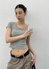 [MADE] Easy Basic V-Neck U-Neck Short Sleeve T-shirt (Built-in Cap)
