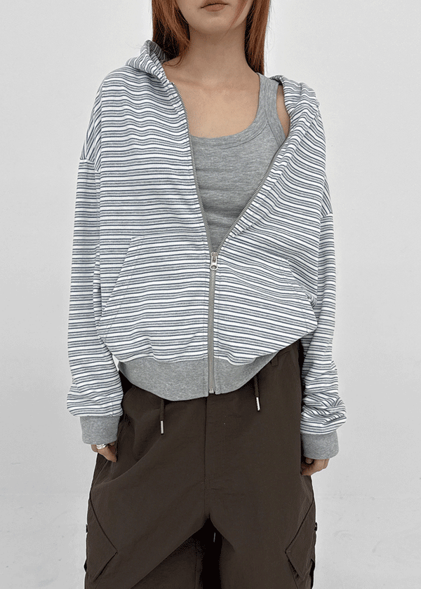 Welshic Striped Zip-up Hoodie