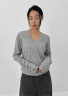 Lobster Button Wool V-Neck Knit