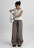 Latpu Summer Banding Check Wide Two-way Pants