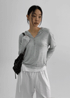 Rentica Summer Henry Neck Hooded Tee