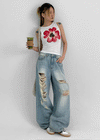 Hellji Summer Damage Wide Denim Pants