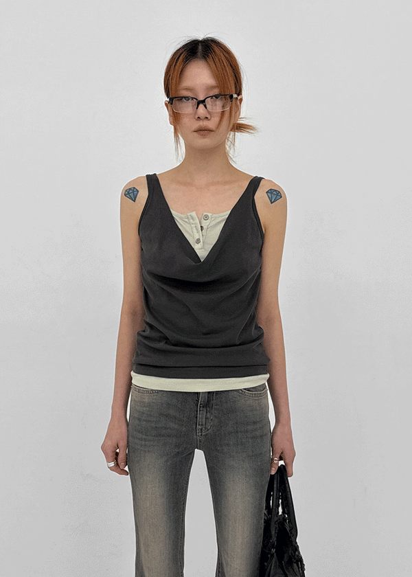Serio Button Layered Sleeveless