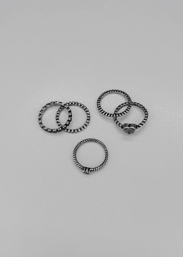 Saetung 5-piece Silver Ring Set