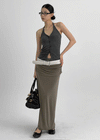 Murak Shirring Layered Long Skirt