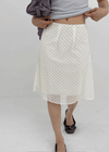 Yos Chiffon Dot Banding Midi Skirt