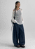 Campson Stripe Wide Balloon Denim Pants