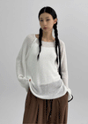 Heybin Summer Loose Fit Boat Neck Knit