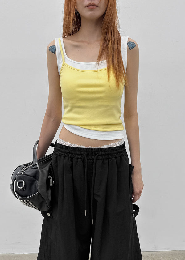 Rabiden Layered Sleeveless Top (Built-in Cap)