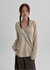 Hava Loose Fit Slit Henley Neck Knit Long Sleeve Tee