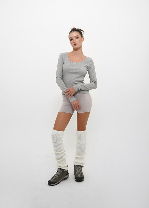 [B-BASIC] Tension Standard Slim U-Neck Long Sleeve Tee (2 SIZE)